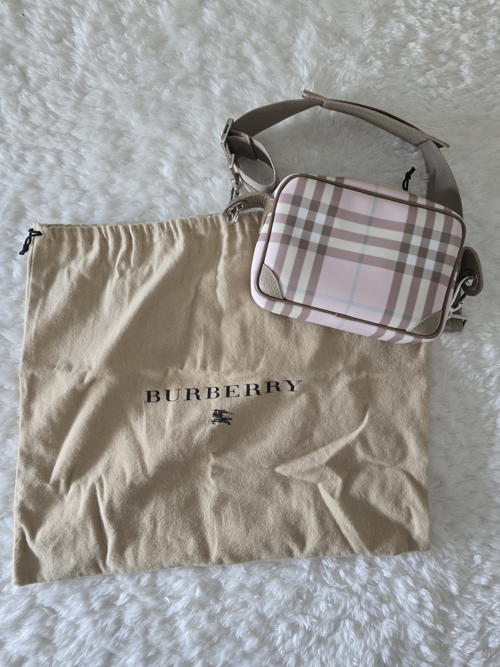 Burberry Pink Check Camera Bag
